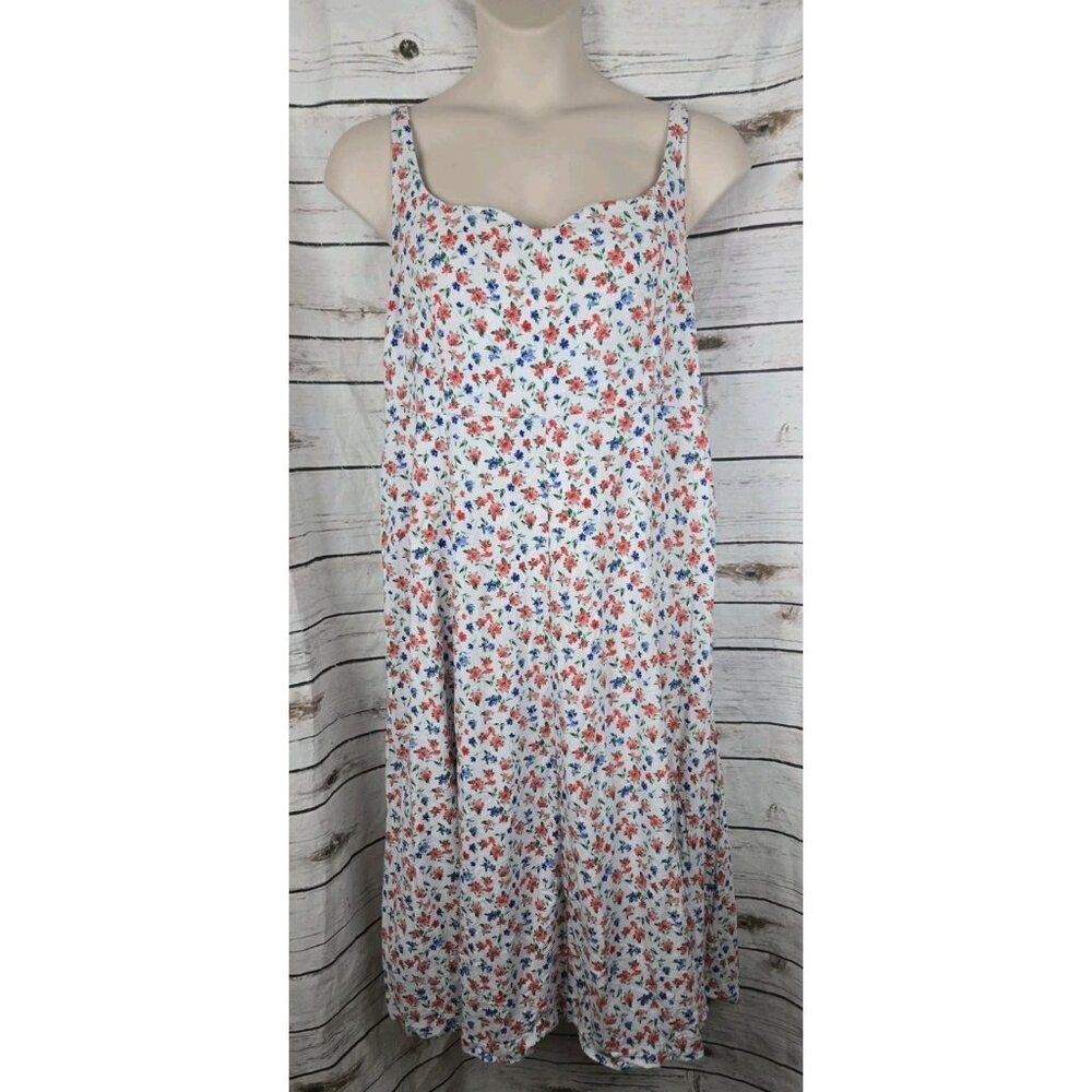 Old Navy Floral Linen Blend Dress XXL Midi Sleeveless Womens Cottagecore